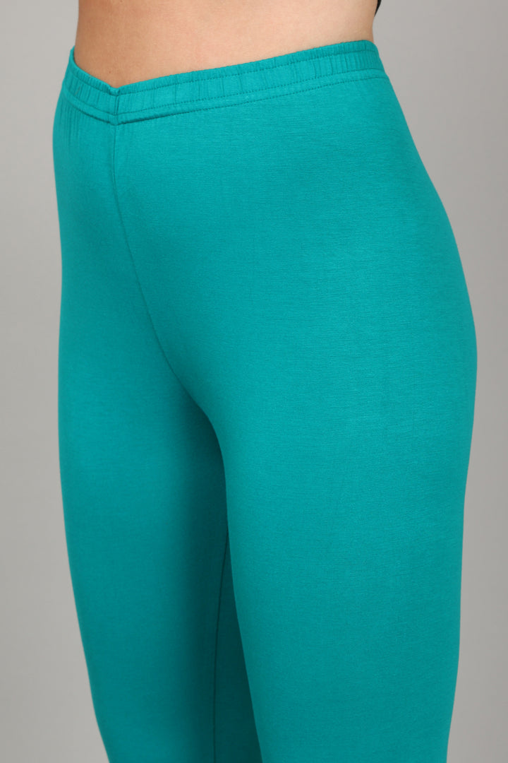 VISCOSE CHURIDAR LEGGINGS - RAMA GREEN