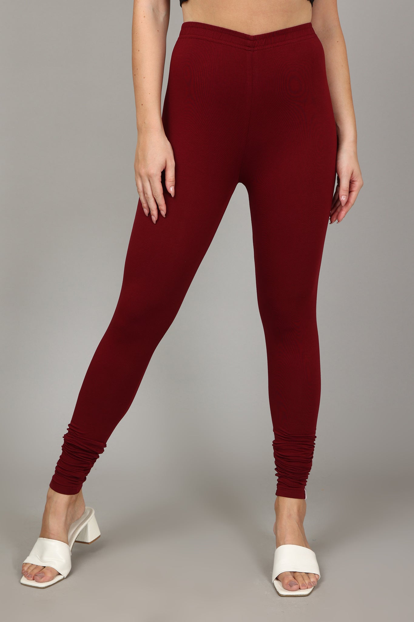 VISCOSE CHURIDAR LEGGINGS - FRENCH WINE
