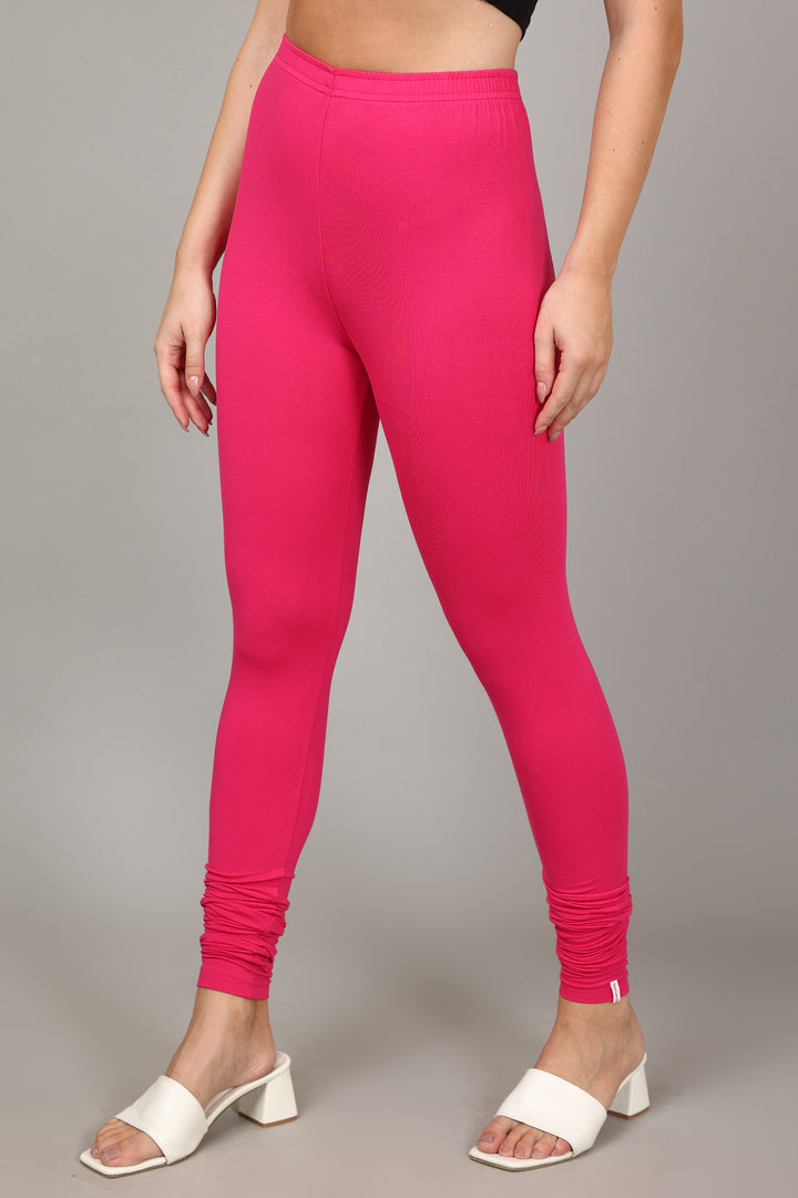 VISCOSE CHURIDAR LEGGINGS - RANI PINK