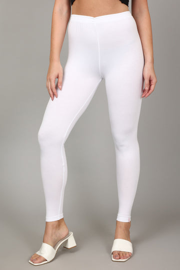 VISCOSE ANKLE LEGGINGS - WHITE