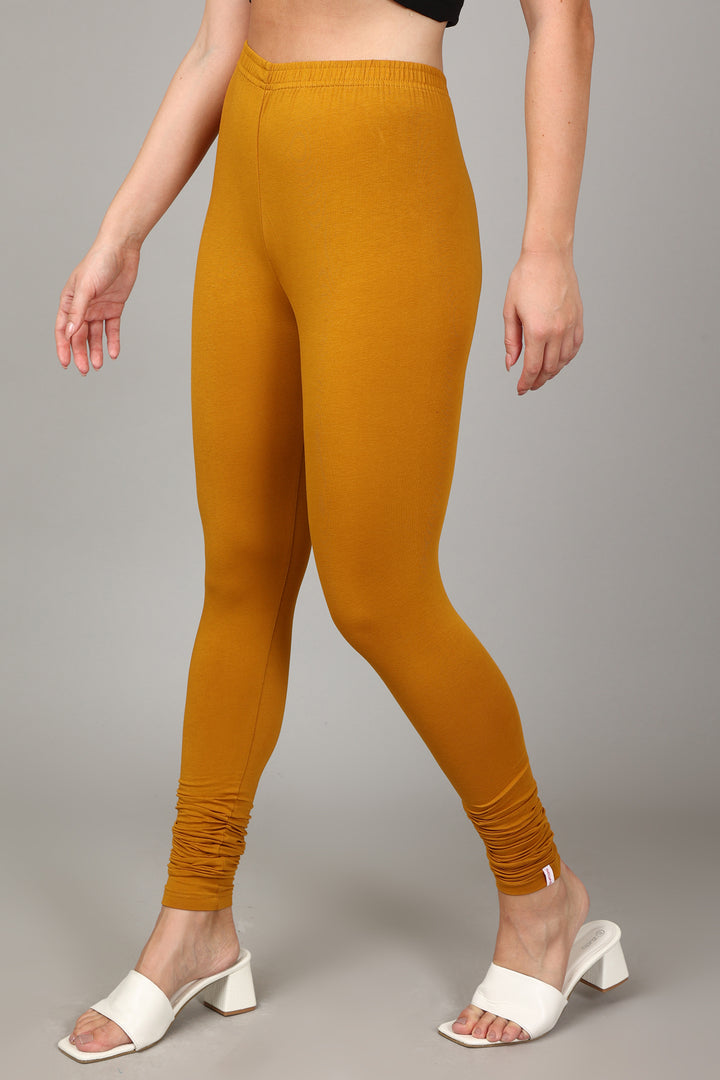 COTTON CHURIDAR LEGGINGS - MUSTARD