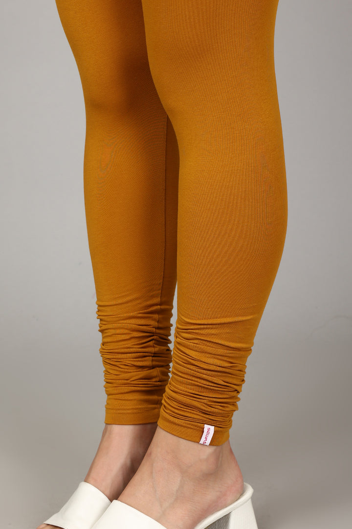 COTTON CHURIDAR LEGGINGS - MUSTARD