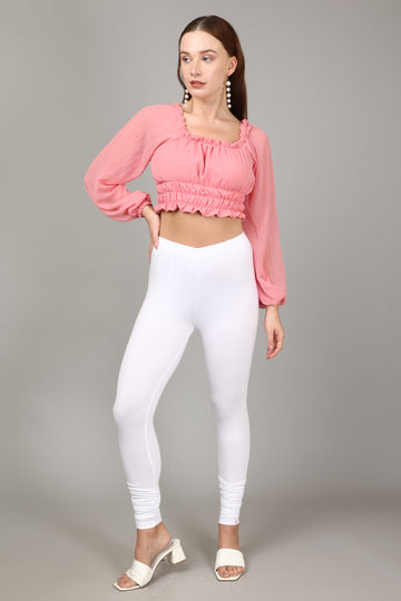 VISCOSE CHURIDAR LEGGINGS - WHITE