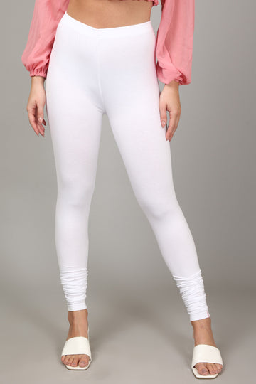 VISCOSE CHURIDAR LEGGINGS - WHITE