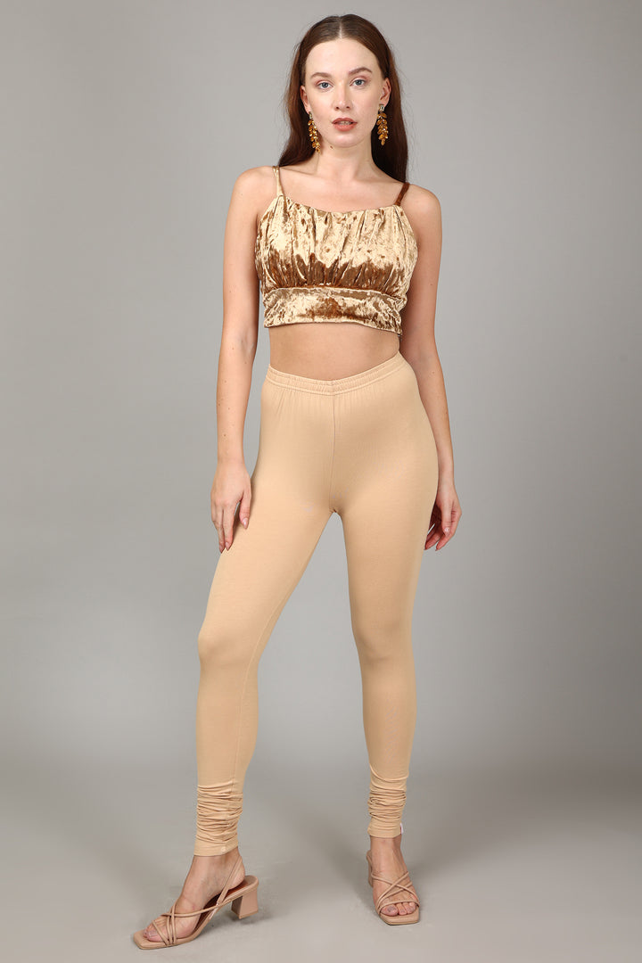 VISCOSE CHURIDAR LEGGINGS - DEEP SKIN