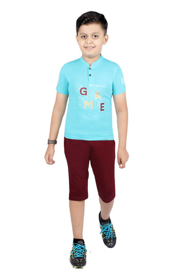 Boys Round Neck Tees With 3/4 Pant - Yahoo