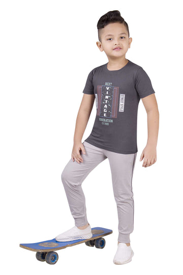 Boys Round Neck Tees With Full Pant (Grip) - NewTon