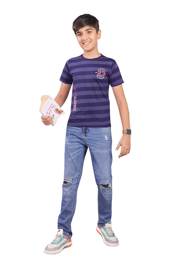Junior Round Neck Half Sleeve T-shirt - Metro