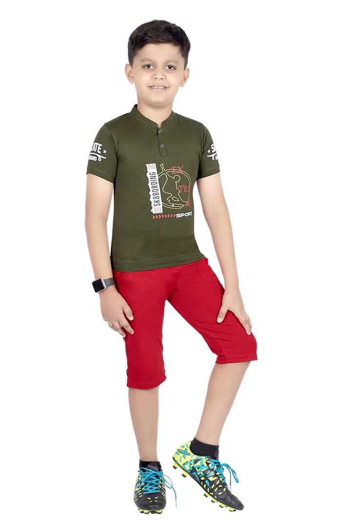 Boys Round Neck Tees With 3/4 Pant - Yahoo