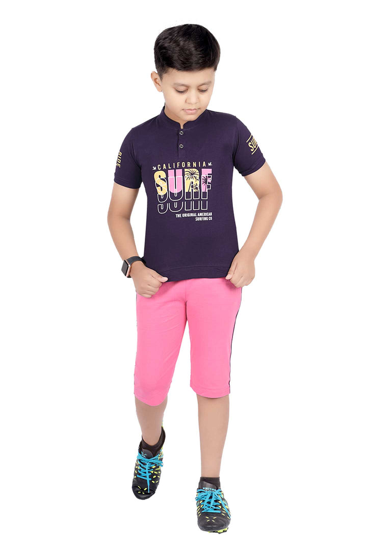 Boys Round Neck Tees With 3/4 Pant - Yahoo
