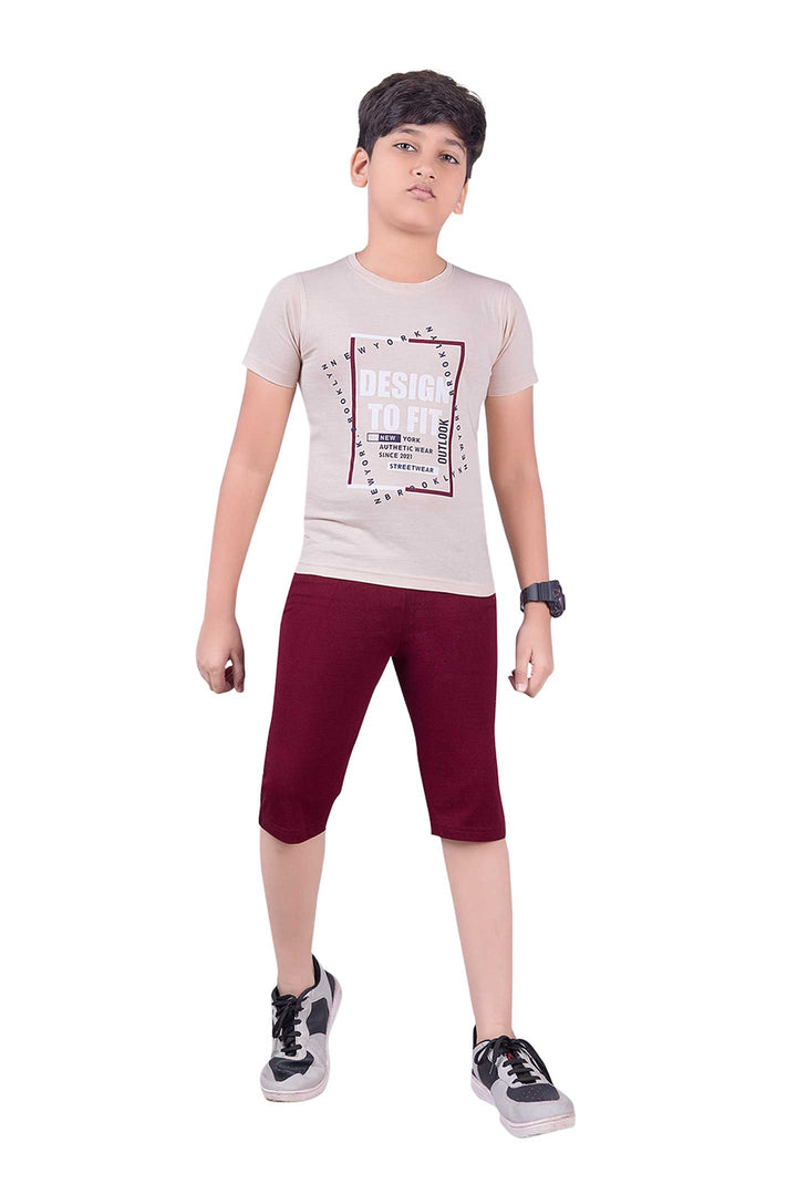 Boys Round Neck Tees With 3/4 Pant - Pogo