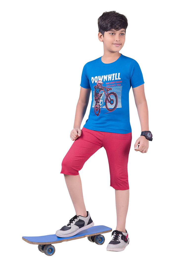 Boys Round Neck Tees With 3/4 Pant - Pogo