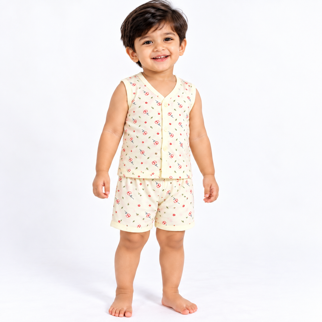 Selvas style 303 yellow sleeveless front open top with shorts