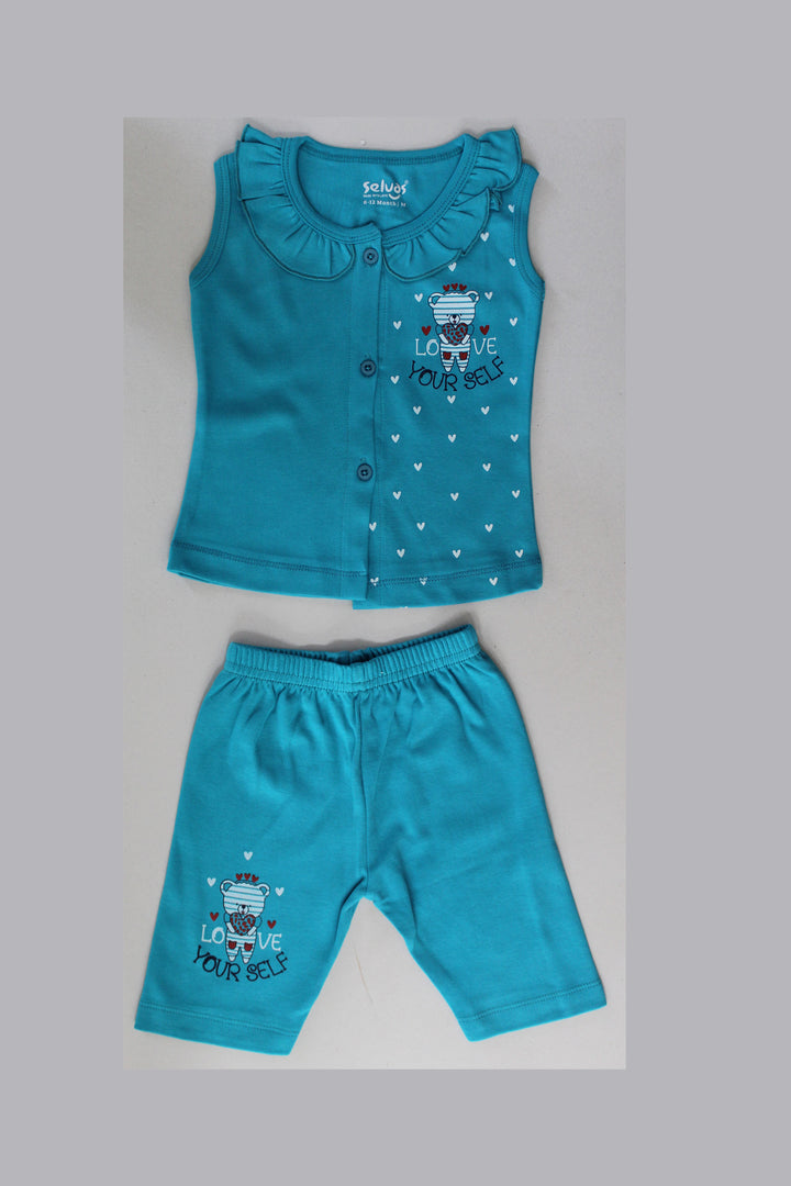 Selvas Infant Girls set front open top with 3/4 pant - 5045