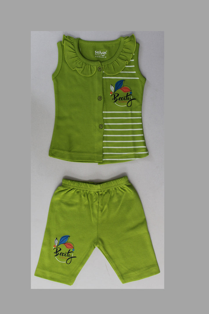 Selvas Infant Girls set front open top with 3/4 pant - 5045