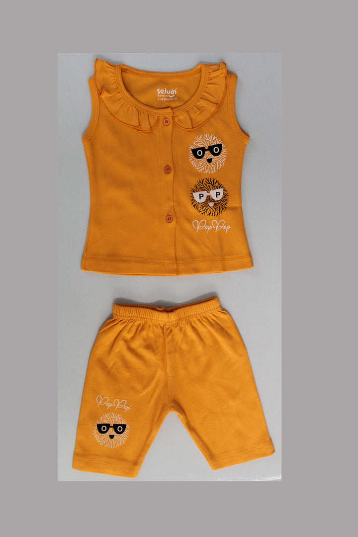 Selvas Infant Girls set front open top with 3/4 pant - 5045