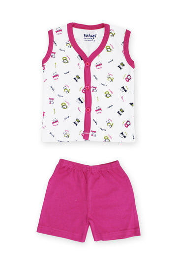 Selvas Infants Unisex front open sleeveless top with shorts 185