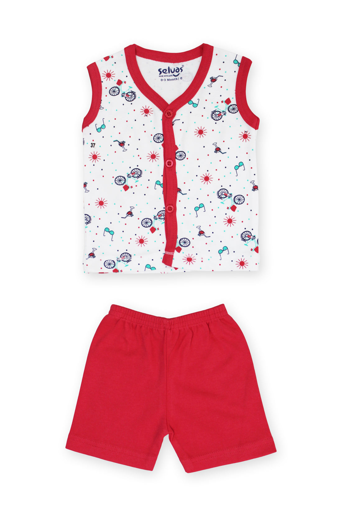 Selvas Infants Unisex front open sleeveless top with shorts 185