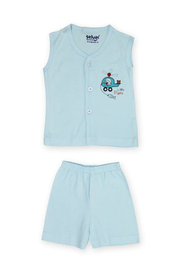 Selvas Infants Unisex front open sleeveless top with shorts - 178