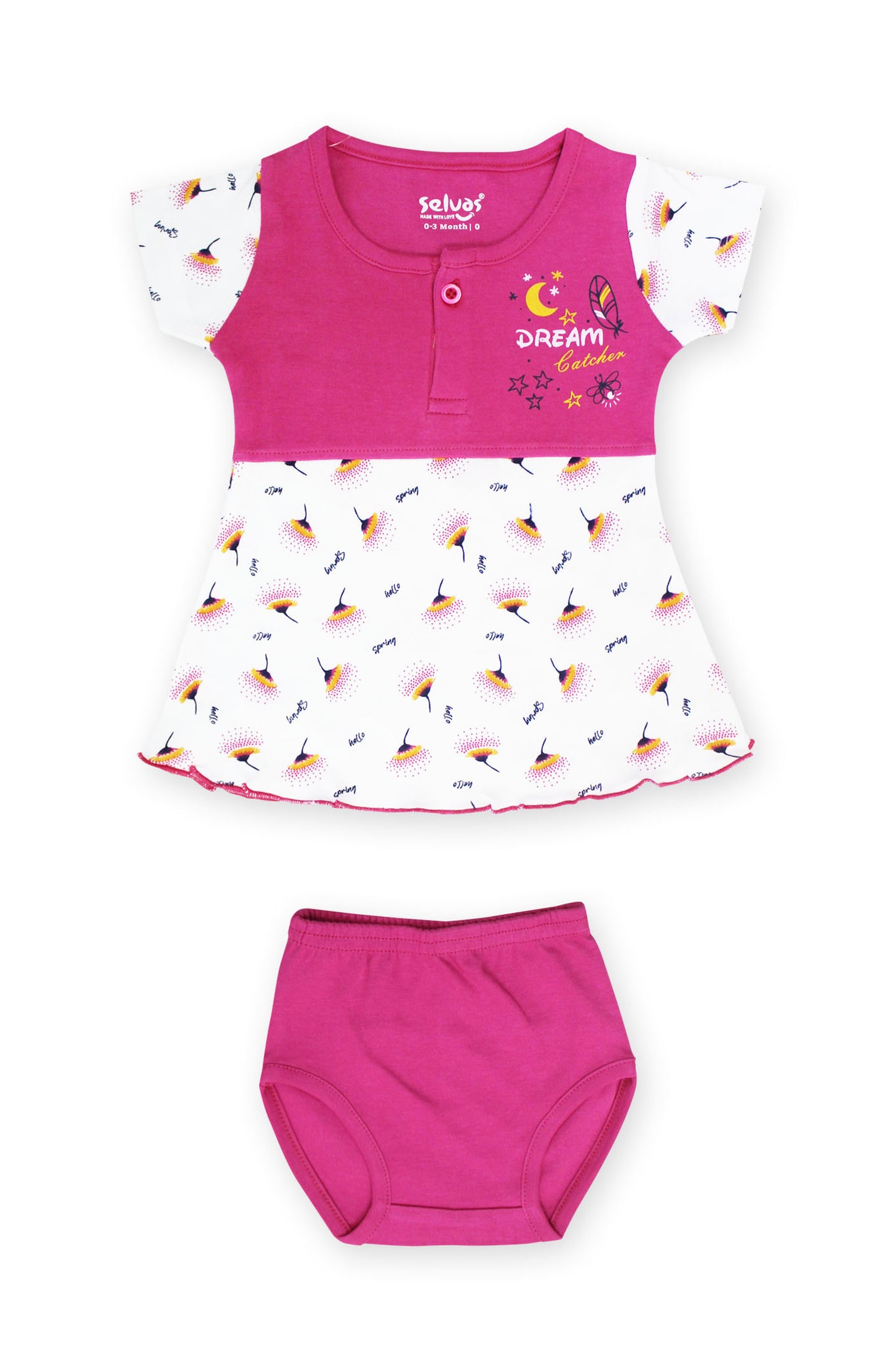 Selvas Infant Girls set half sleeve top skirt with brief - 162