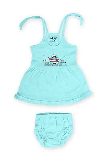 Selvas Infant Girls set top strap knot skirt with brief - 672