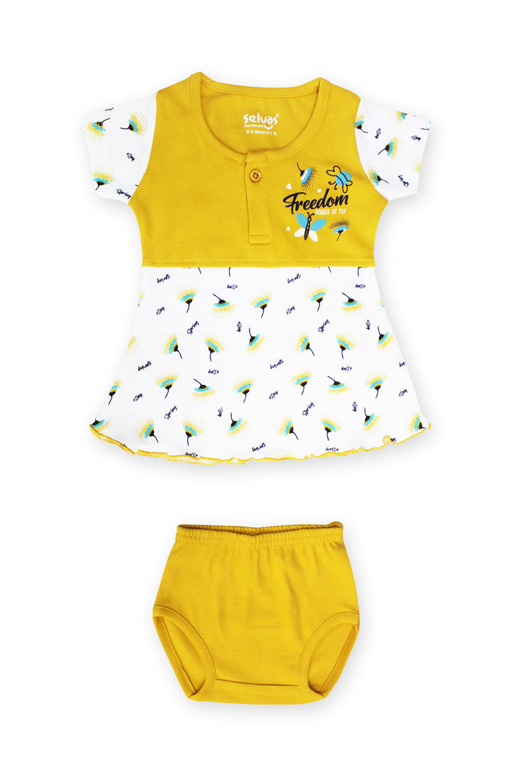 Selvas Infant Girls set half sleeve top skirt with brief - 162