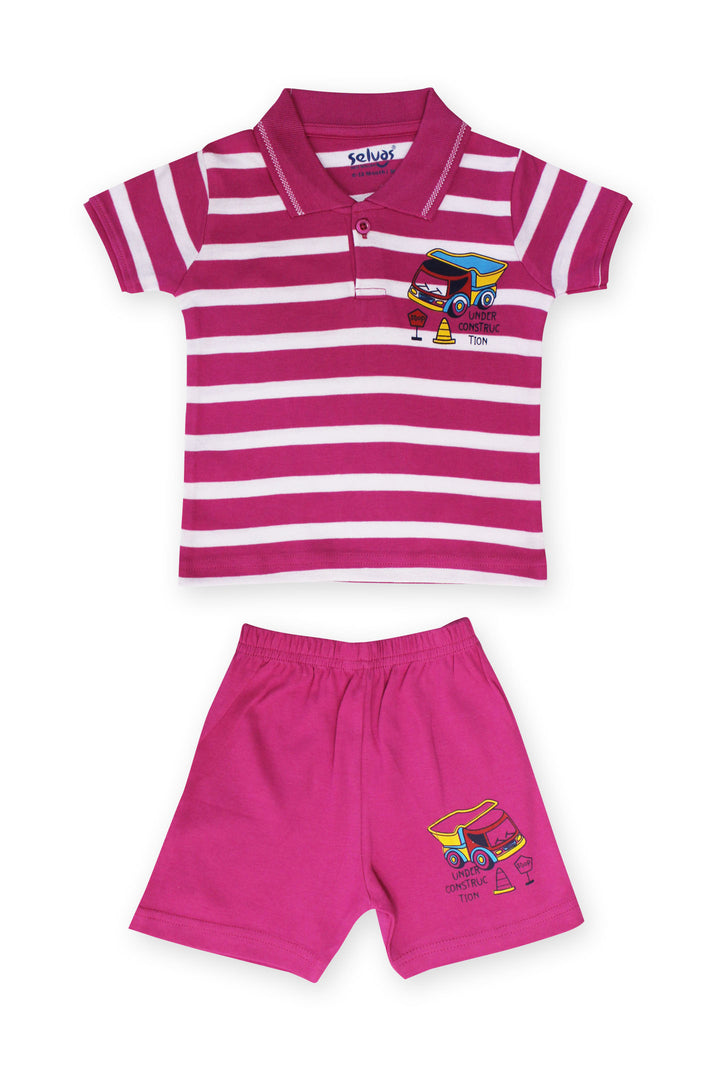 Selvas Infants Unisex Half sleeve Collar Top With Shorts 908