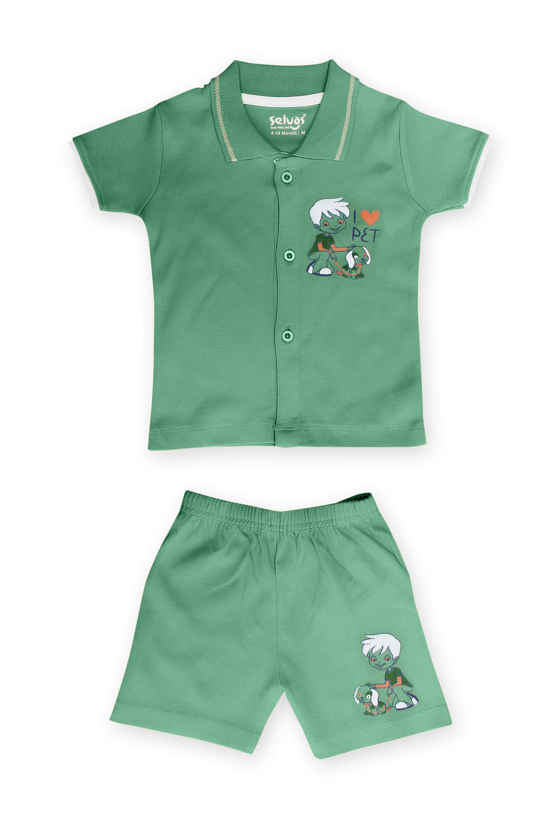Selvas Infants Unisex Half Sleeve Front Open Collar Top With Shorts 909