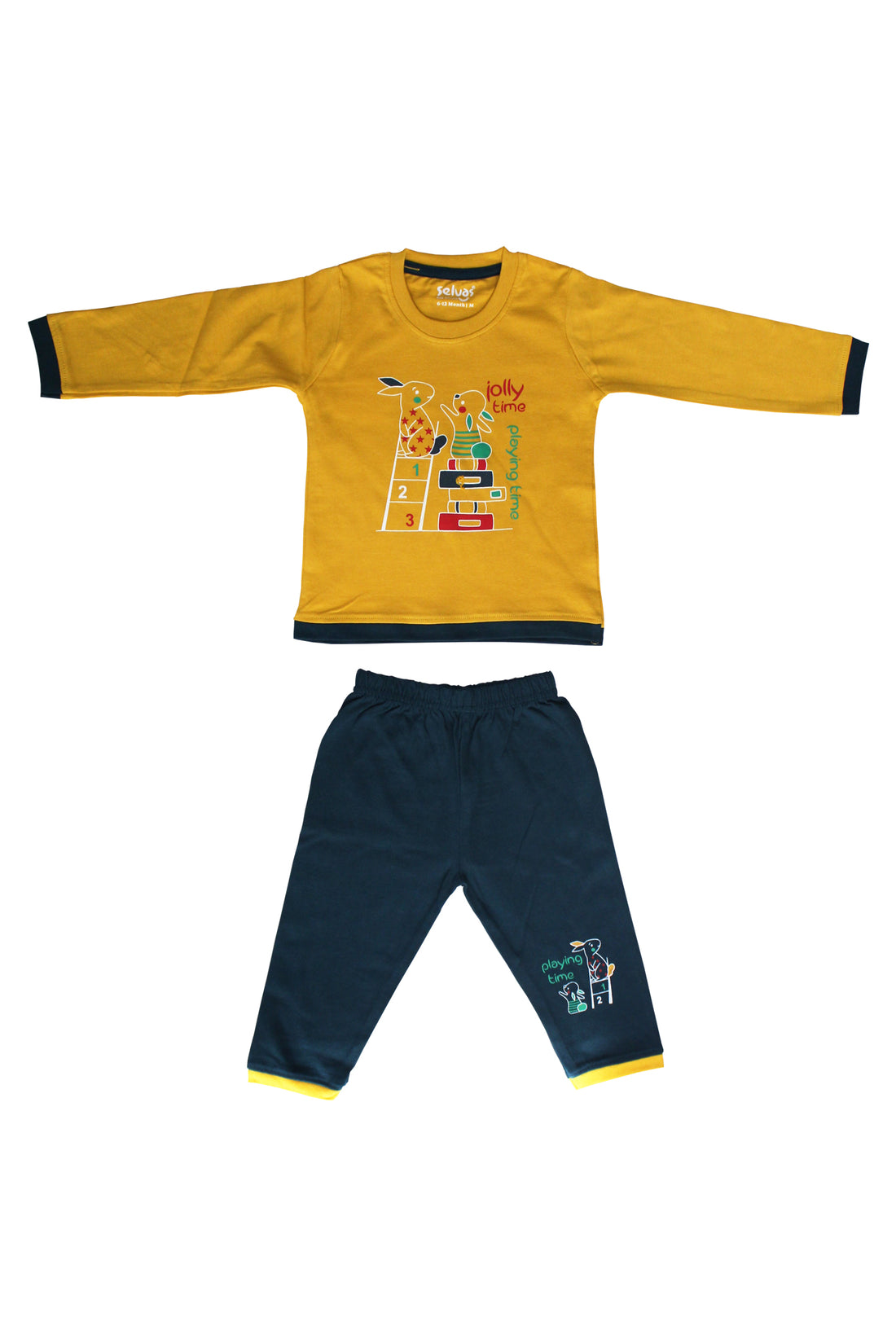 Selvas Infants Unisex Fullsleeve Front Top With Pant 8003