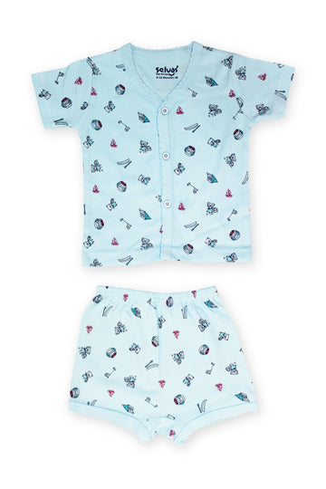 Selvas Infants Unisex Halfsleeve Front Open Top With Shorts 304