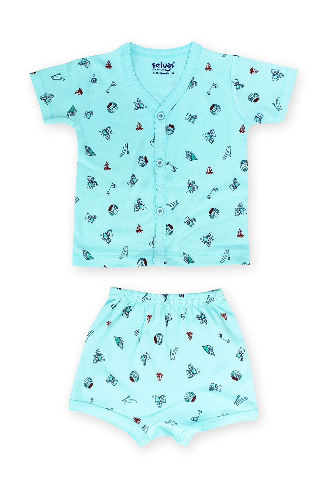 Selvas Infants Unisex Halfsleeve Front Open Top With Shorts 304
