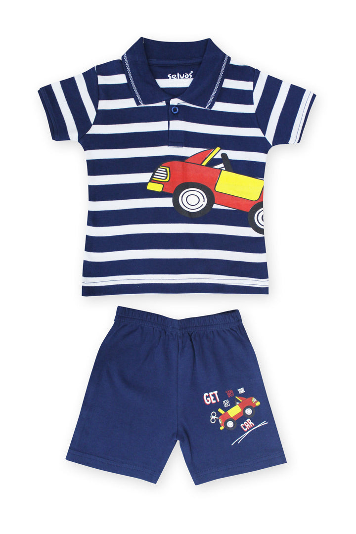 Selvas Infants Unisex Half sleeve Collar Top With Shorts 908