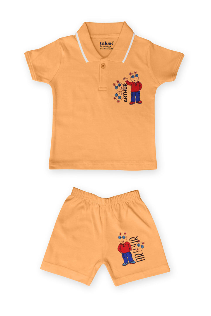Selvas Infants Unisex Half Sleeve Collar Top With Shorts 910