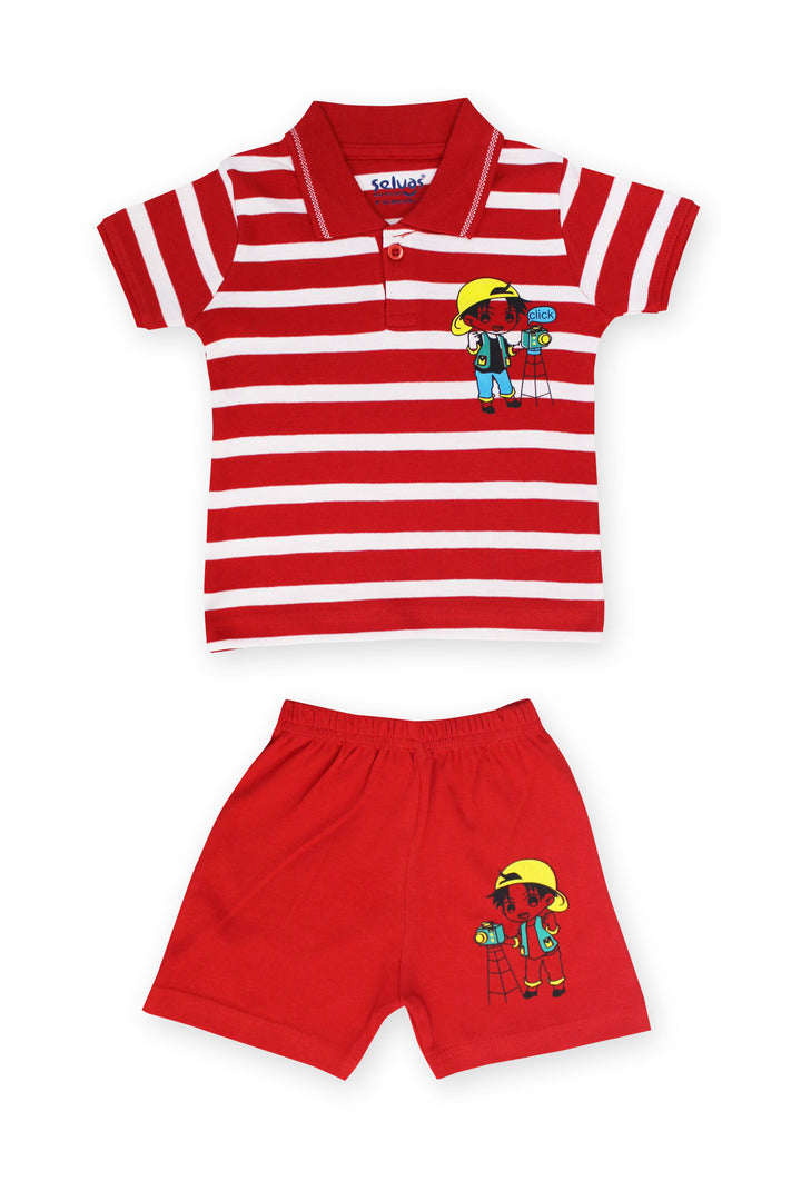 Selvas Infants Unisex Half sleeve Collar Top With Shorts 908