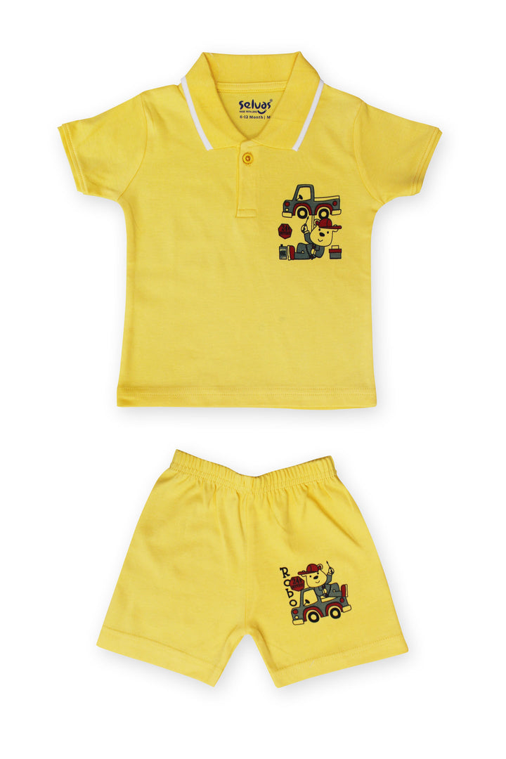 Selvas Infants Unisex Half Sleeve Collar Top With Shorts 910
