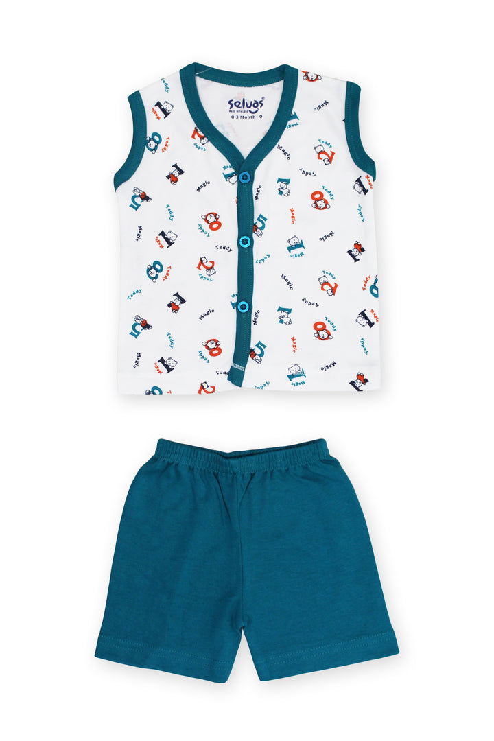 Selvas Infants Unisex front open sleeveless top with shorts 185