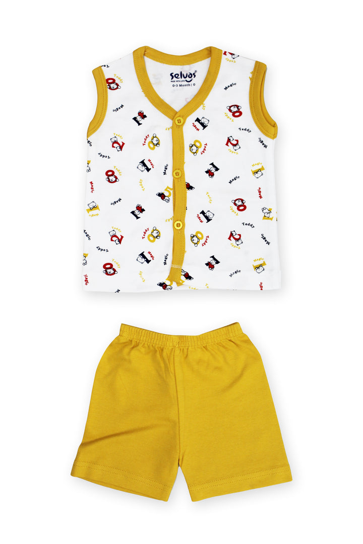 Selvas Infants Unisex front open sleeveless top with shorts 185
