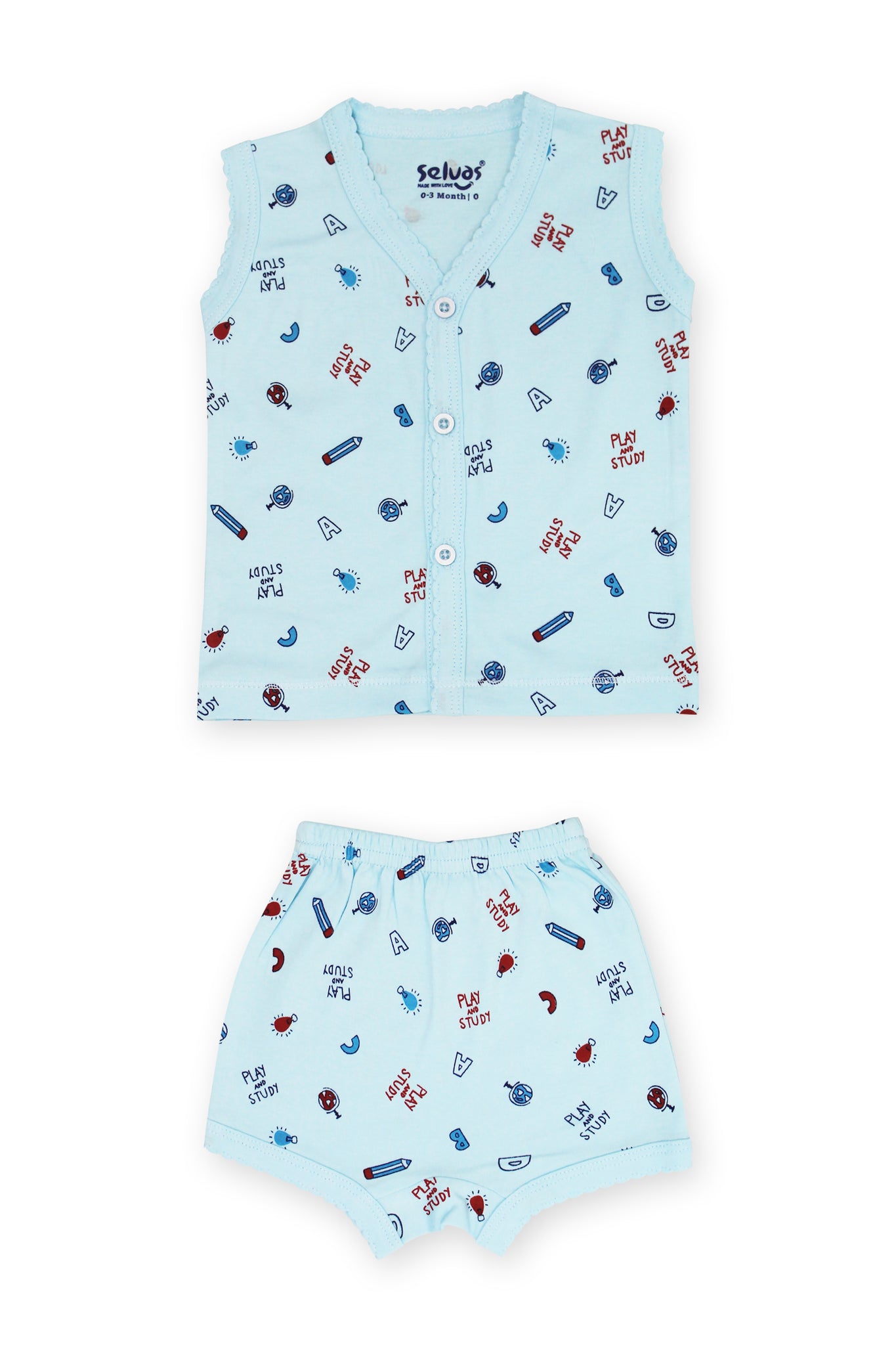 Selvas Infants Unisex front open sleeveless top with shorts - 307