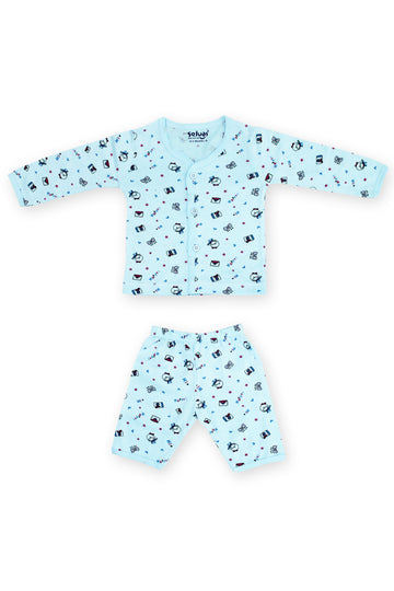 New Born Unisex front open full sleeve top with 3/4 pant - 225