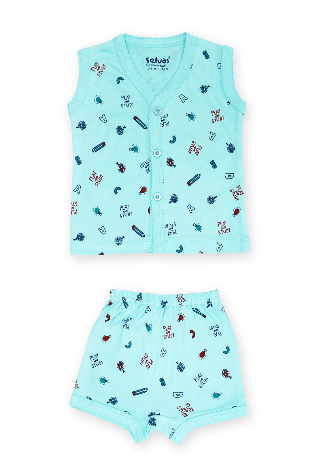 Selvas Infants Unisex front open sleeveless top with shorts - 307