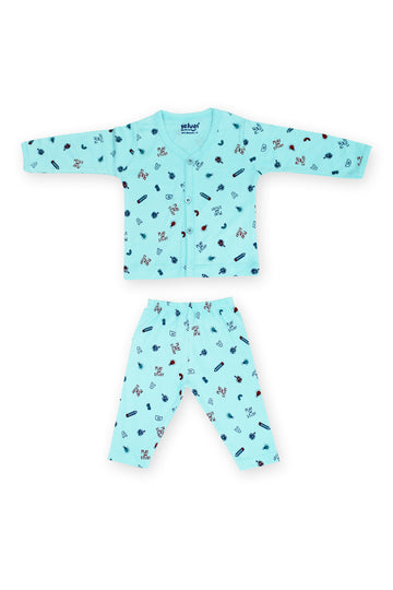 Selvas Infants Unisex front open full sleeve top with pant 309